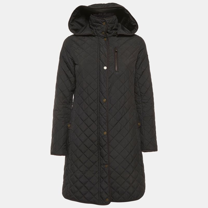 Lauren Ralph Lauren Black Synthetic Quilted Hooded Jacket Xs